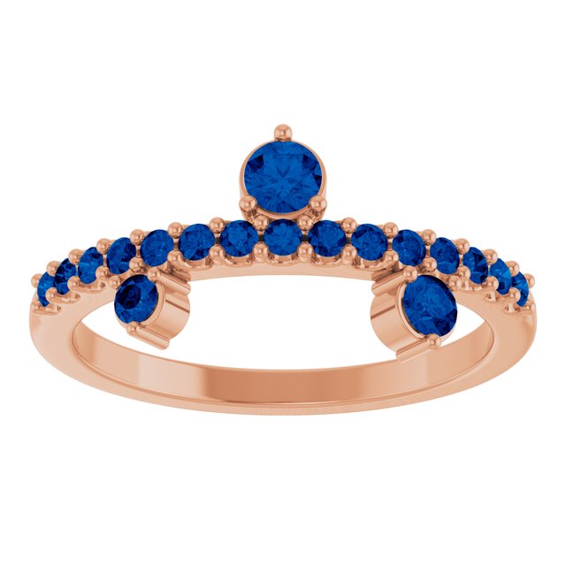 Round Lab-Grown Blue Sapphire Accented Ring in Rose Gold