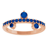 Round Lab-Grown Blue Sapphire Accented Ring in Rose Gold