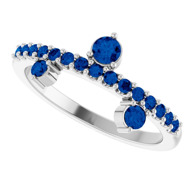 Round Lab-Grown Blue Sapphire Accented Ring in Platinum