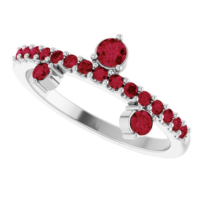 Round Lab-Grown Ruby Accented Ring in White Gold