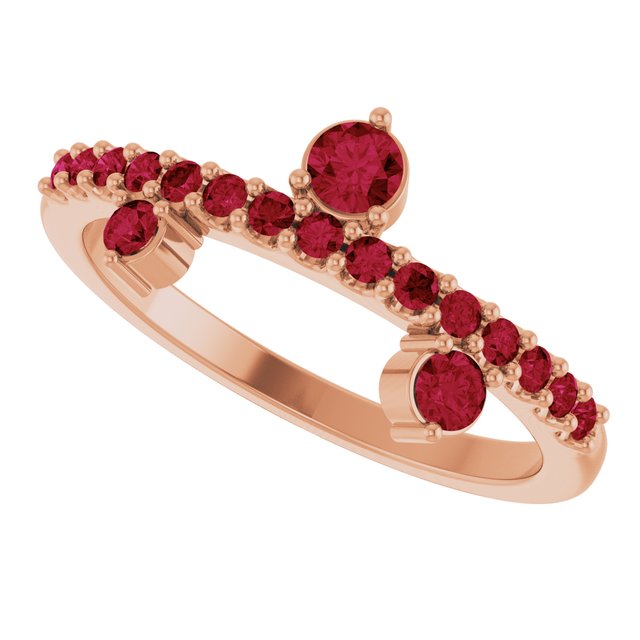 Round Lab-Grown Ruby Accented Ring in Rose Gold