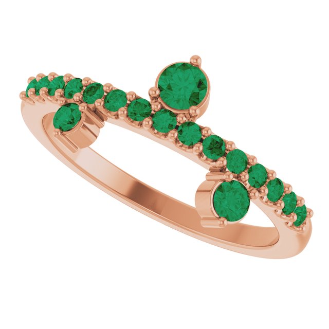 Round Lab-Grown Emerald Accented Ring in Rose Gold