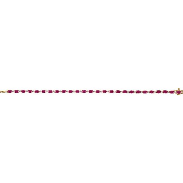 Oval Lab-Grown Ruby & Lab-Grown Diamond Line Bracelet In Gold & Platinum