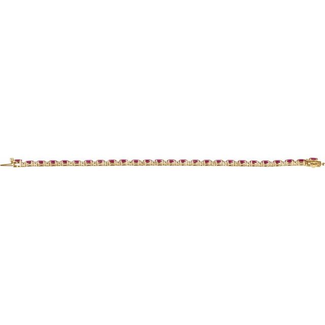 Oval Lab-Grown Ruby & Lab-Grown Diamond Line Bracelet In Gold & Platinum