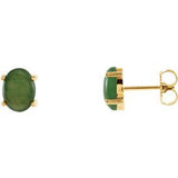 Nephrite Jade Oval Stud Earrings in Gold and Platinum