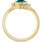 Oval London Blue Topaz Accented Ring with Diamond Accents in Gold