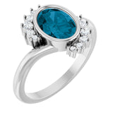 Oval London Blue Topaz & Diamond Accented Ring in Gold and Platinum