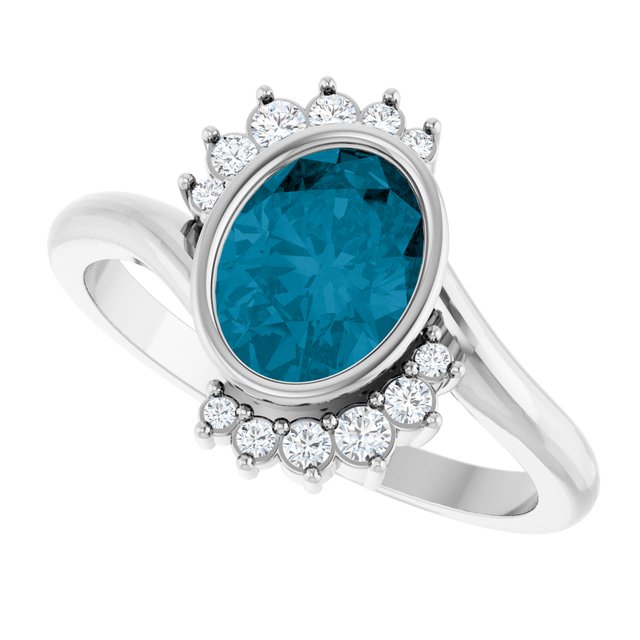 Oval London Blue Topaz & Diamond Accented Ring in Gold and Platinum