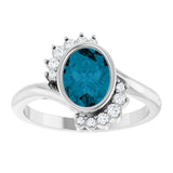 Oval London Blue Topaz & Diamond Accented Ring in Gold and Platinum