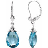 Swiss Blue Topaz Briolette Stud Earrings in Gold and Platinum