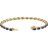 Oval Lab-Grown Blue Sapphire & Lab-Grown Diamond Line Bracelet In Gold & Platinum