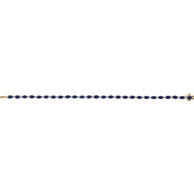Oval Lab-Grown Blue Sapphire & Lab-Grown Diamond Line Bracelet In Gold & Platinum