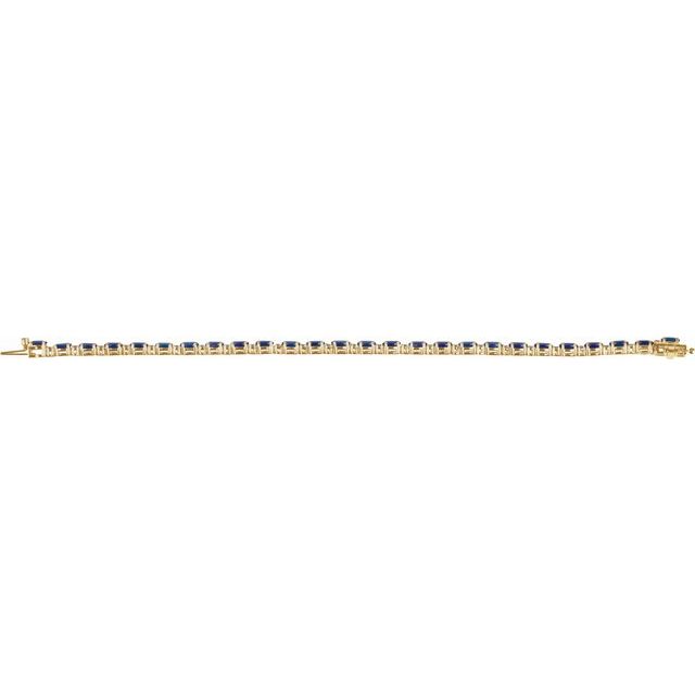 Oval Lab-Grown Blue Sapphire & Lab-Grown Diamond Line Bracelet In Gold & Platinum