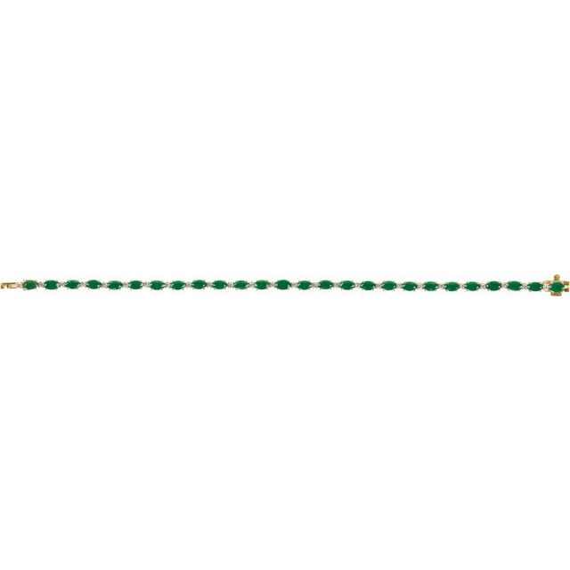 Oval Lab-Grown Emerald & Lab-Grown Diamond Line Bracelet In Gold & Platinum