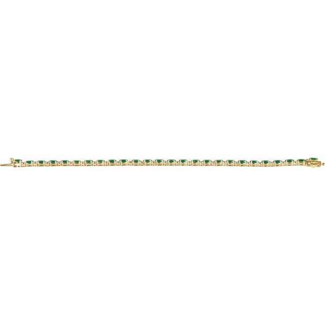 Oval Lab-Grown Emerald & Lab-Grown Diamond Line Bracelet In Gold & Platinum