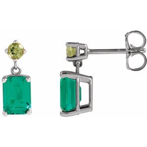 Emerald Stud Earrings in Gold and Platinum