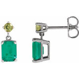 Emerald Stud Earrings in Gold and Platinum