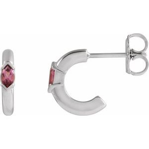 Pink Tourmaline Marquise Hoop Earrings in Gold and Platinum