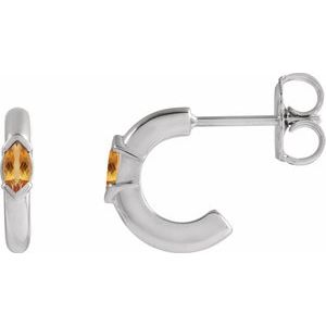 Citrine Marquise Hoop Earrings in Gold and Platinum