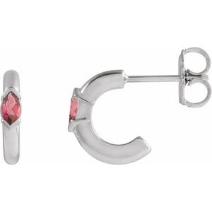 Rhodolite Garnet Marquise Hoop Earrings in Gold and Platinum