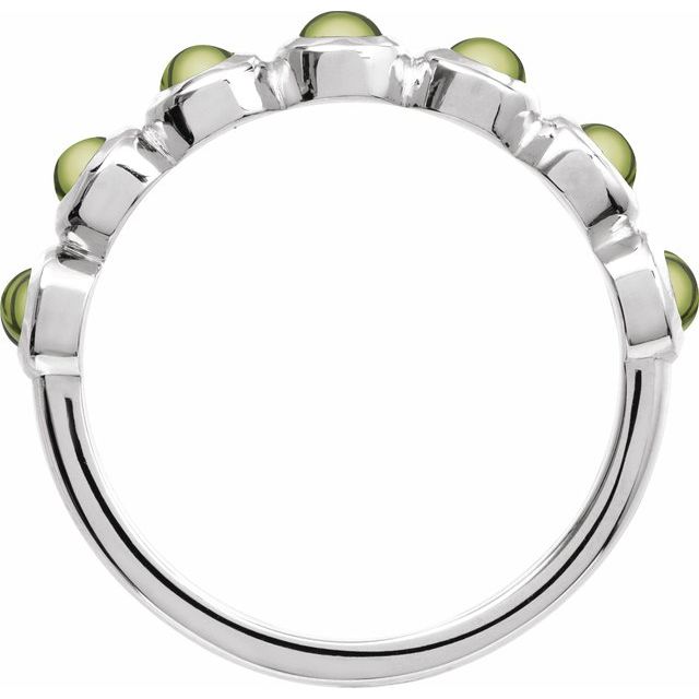 Round Peridot Cabochon Ring in Gold and Platinum