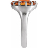 Oval Mexican Fire Opal Halo Ring in Platinum