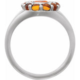 Oval Mexican Fire Opal Halo Ring in Platinum