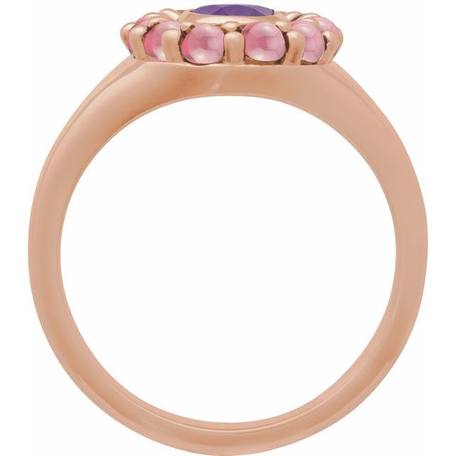 Oval Amethyst Halo Ring in Gold and Platinum