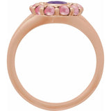 Oval Amethyst Halo Ring in Gold and Platinum