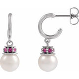 Freshwater Pearl Hoop Earrings in Gold and Platinum