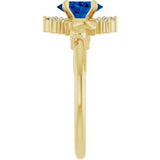 Oval Lab-Grown Blue Sapphire & Diamond Ring in Yellow Gold