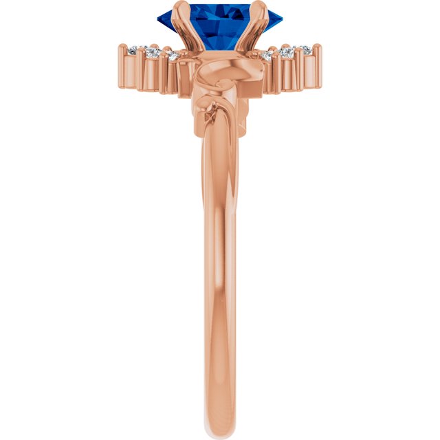 Oval Lab-Grown Blue Sapphire & Diamond Accented Ring in Rose Gold