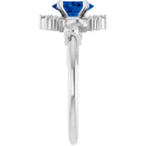 Oval Lab-Grown Blue Sapphire & Diamond Accented Ring in White Gold