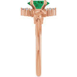Oval Lab-Grown Emerald & Diamond Accented Ring in Gold and Platinum