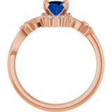 Oval Lab-Grown Blue Sapphire & Diamond Accented Ring in Rose Gold
