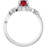 Oval Lab-Grown Ruby & Diamond Accented Ring in White Gold