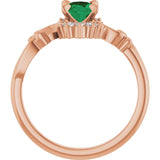 Oval Lab-Grown Emerald & Diamond Accented Ring in Gold and Platinum