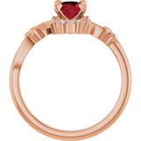 Oval Lab-Grown Ruby Accented Ring with Diamond Accents in Gold