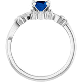 Oval Lab-Grown Blue Sapphire & Diamond Accented Ring in White Gold