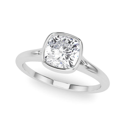 IGI Lab-Grown Cushion Diamond Bezel Set Solitaire Engagement Ring, D Color VVS Clarity