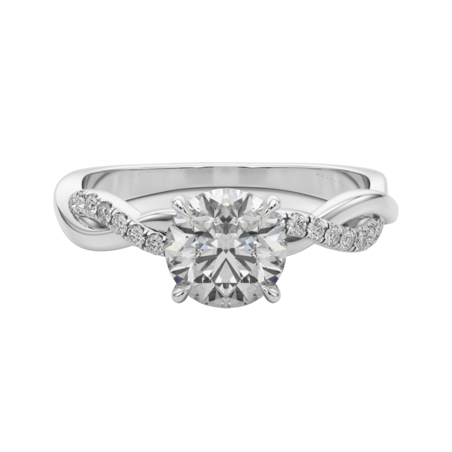 Round lab grown diamond solitaire, Twisted band lab diamond ring