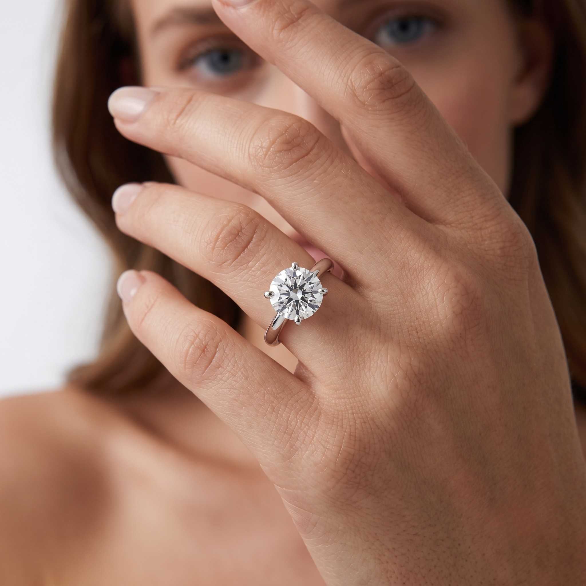 Engagement Ring For Women Natural Round Solitaire Diamond, G-H Color SI Clarity