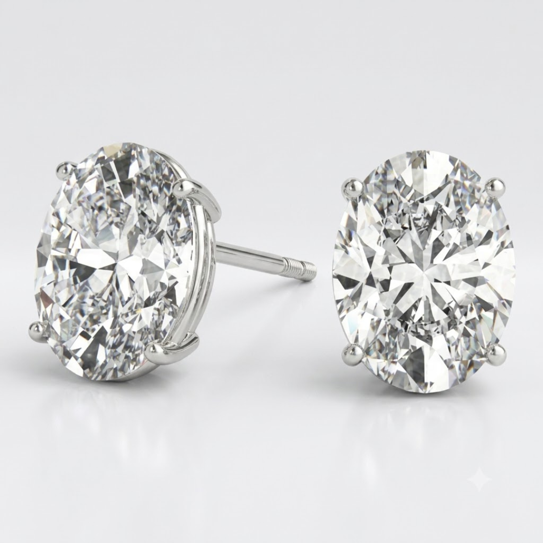 Lab-Grown Diamond Stud Earrings For Women | Oval Cut