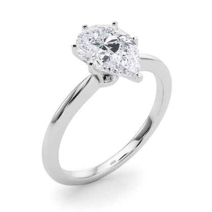 IGI Lab-Grown Pear Diamond 6 Claw Set Solitaire Engagement Ring, D Color VVS Clarity