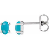 Turquoise Oval Stud Earrings in Gold and Platinum