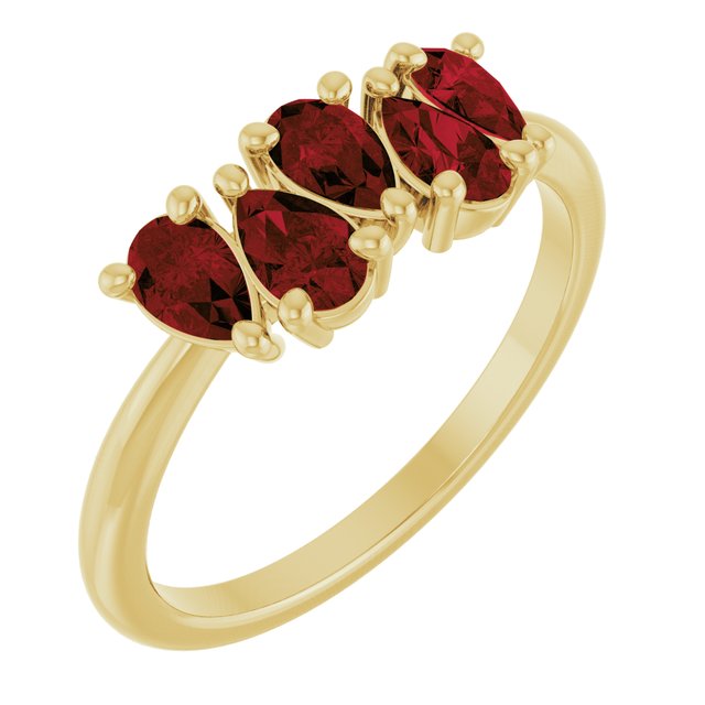Pear Mozambique Garnet Multi Stone Ring in Gold