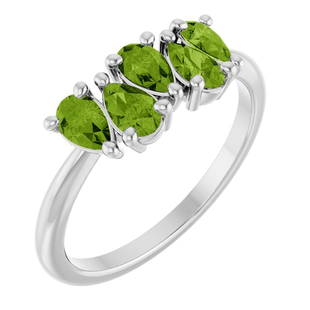 Pear Peridot Multi Stone Ring in White Gold