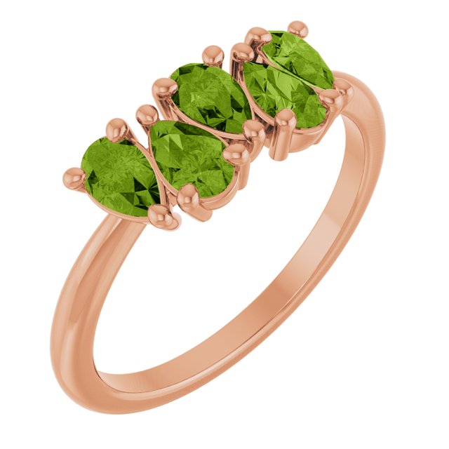 Pear Peridot Multi Stone Ring in Rose Gold