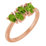 Pear Peridot Multi Stone Ring in Rose Gold