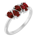Pear Mozambique Garnet Multi Stone Ring in White Gold